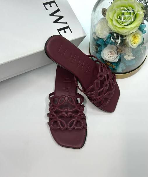 LOEWE PETAL ANAGRAM – Women Slide Sandals (Maroon)