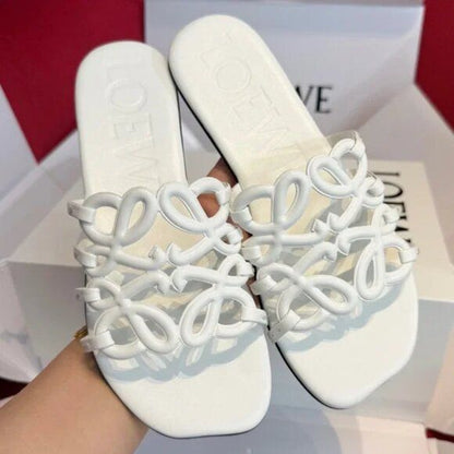 L-O-E-W-E Inspired Petal Anagram Women Slide – Premium Edition (White)