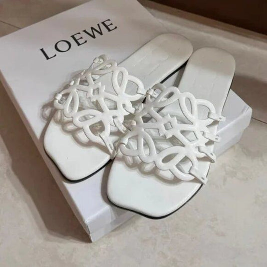 LOEWE PETAL ANAGRAM – Women Slide Sandals (White)