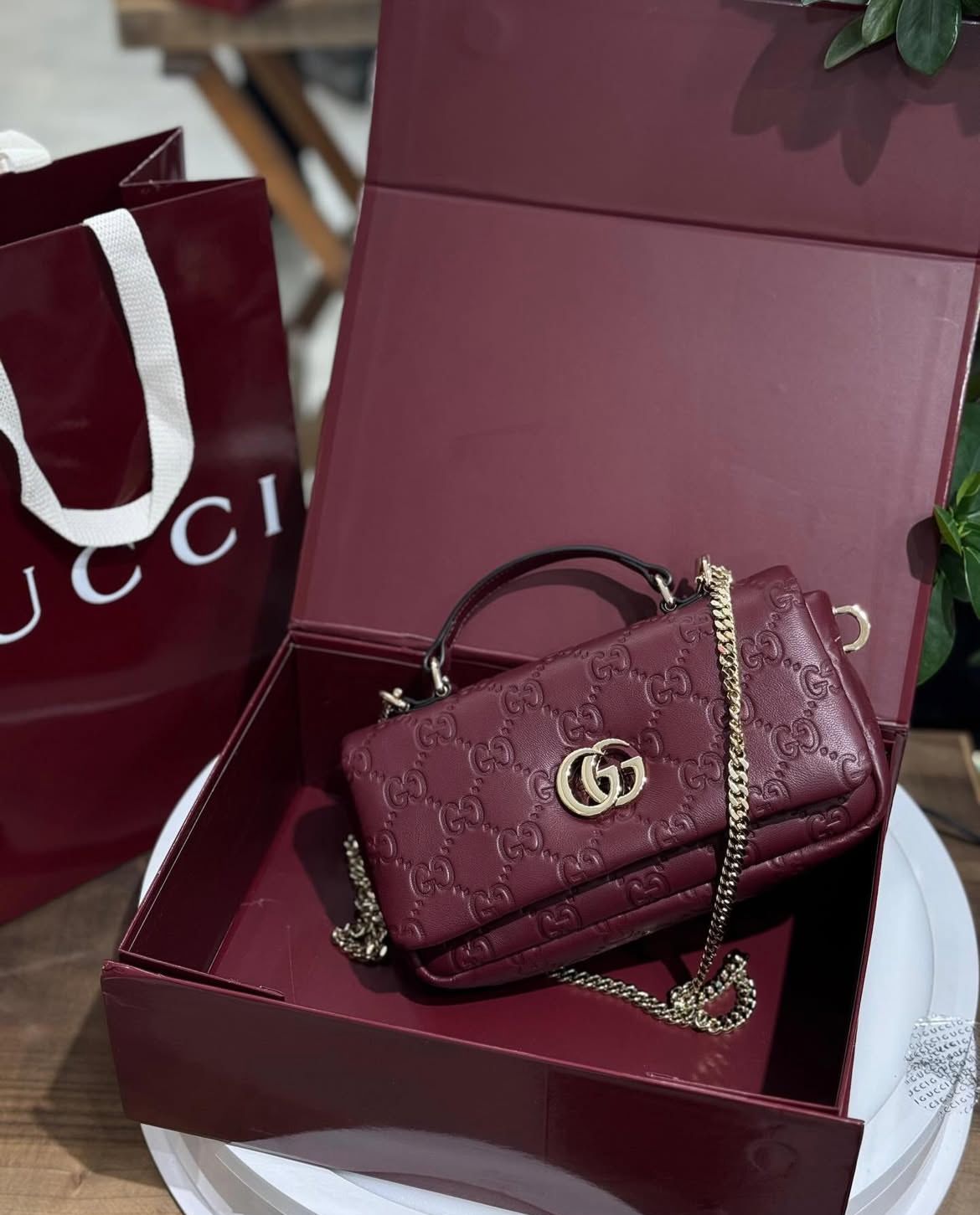 GUCCI GG MILANO – Women Small Top Handle Bag (Maroon)