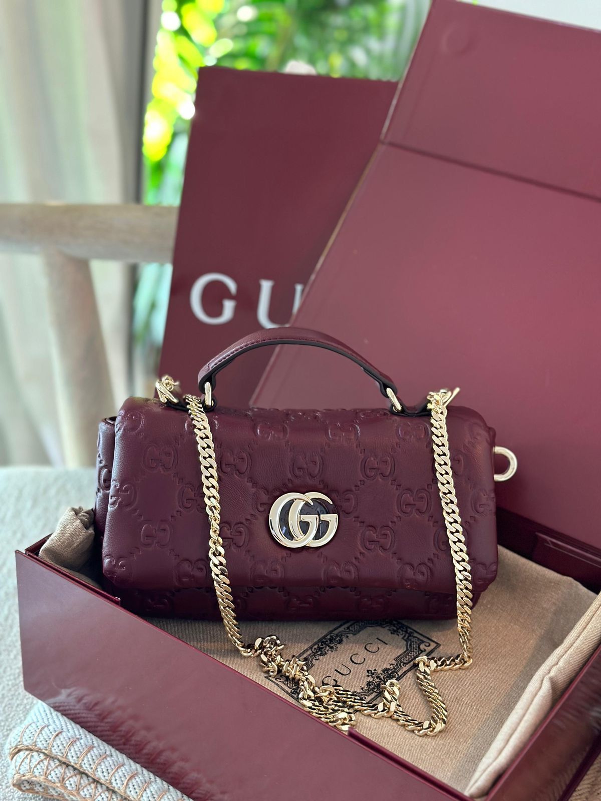 GUCCI GG MILANO – Women Small Top Handle Bag (Maroon)