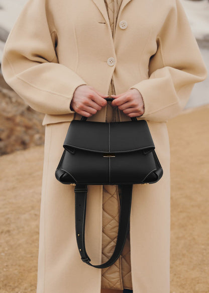 POLÈNE MOKKI – Women Handbag with Long Belt (Black)