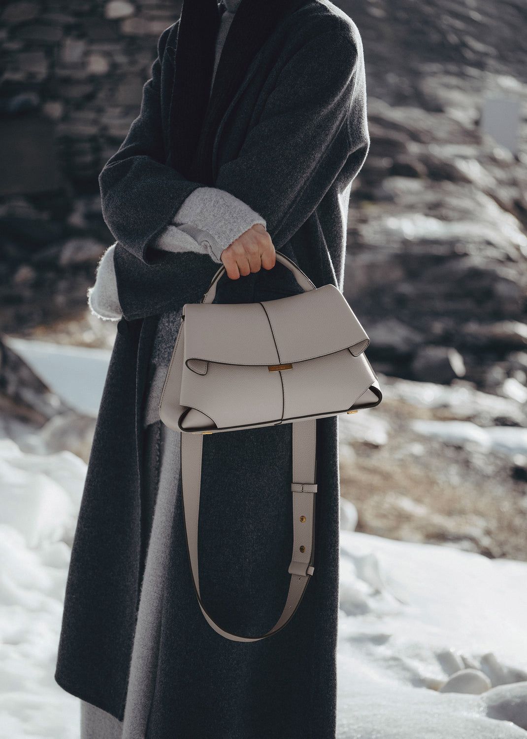 POLÈNE MOKKI – Women Handbag with Long Belt (Off White)