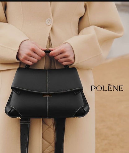 POLÈNE MOKKI – Women Handbag with Long Belt (Black)