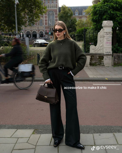 POLÈNE MOKKI – Women Handbag with Long Belt (Black)