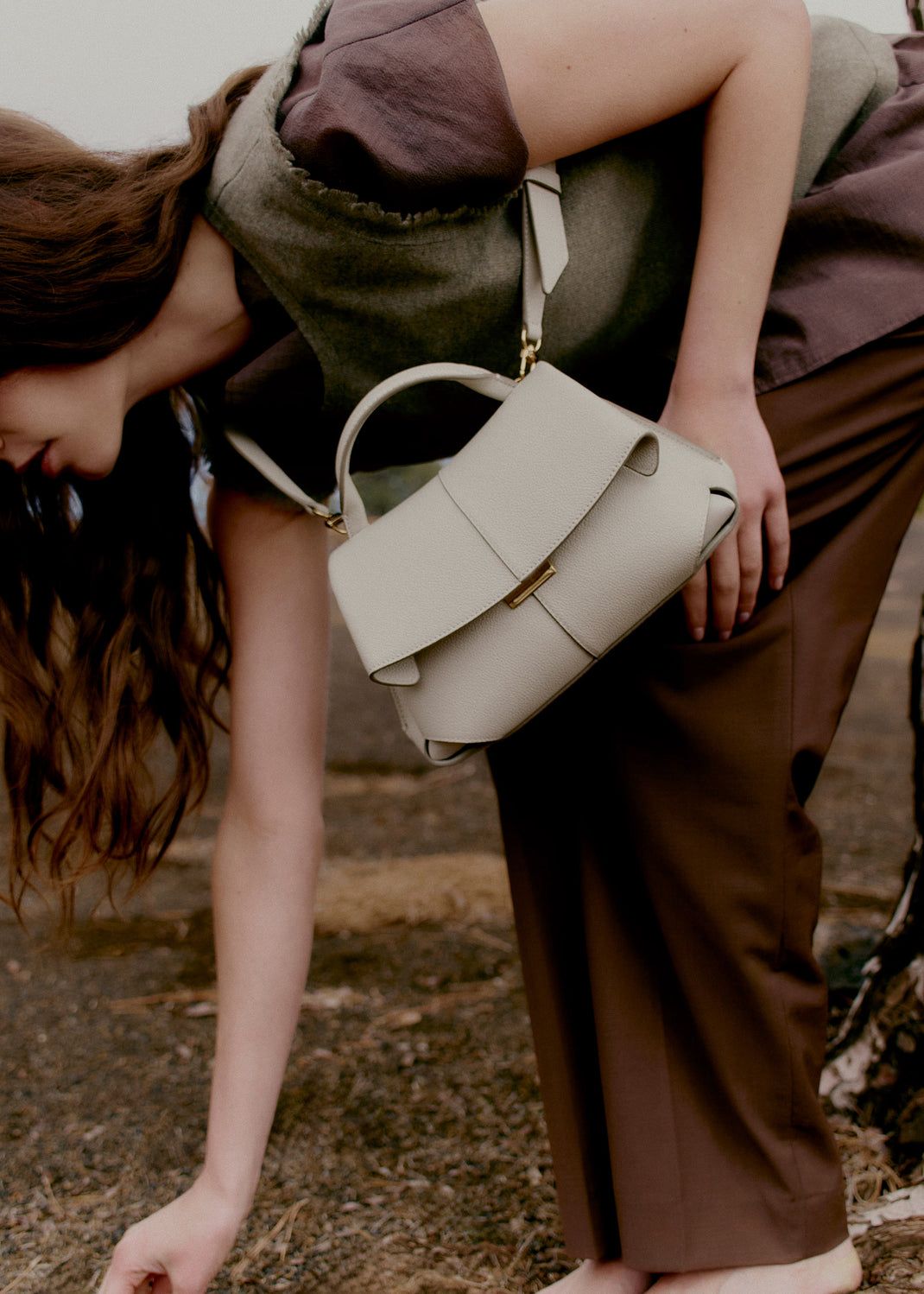 POLÈNE MOKKI – Women Handbag with Long Belt (Off White)