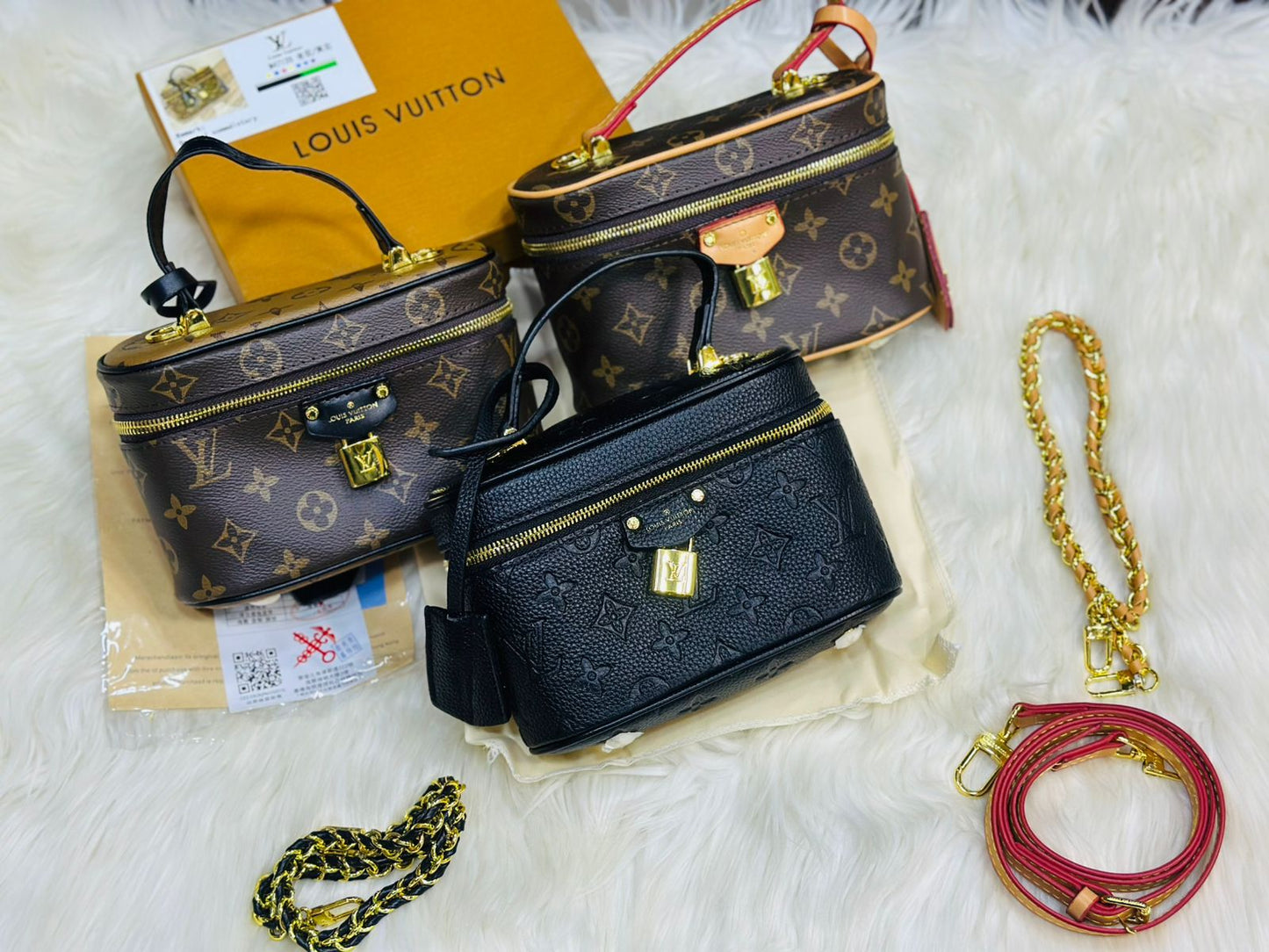 LOUIS VUITTON VANITY PM – Women Monogram Reverse Canvas Bag (Black)