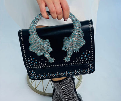 ROBERTO CAVALLI ROAR – Women Crystal Embellished Shoulder Bag (Black)