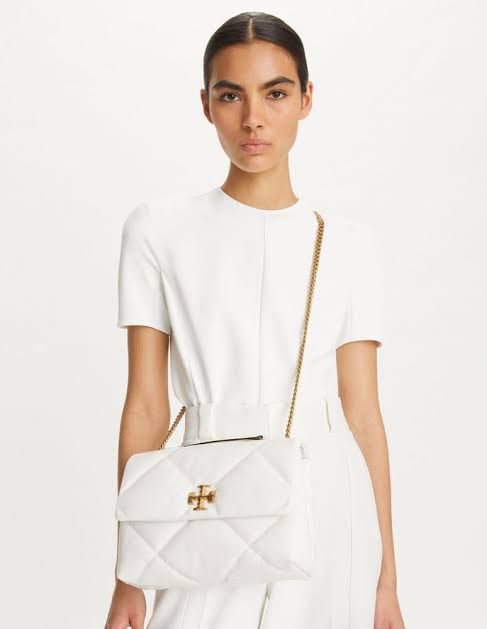 TORY BURCH KIRA DIAMOND QUILT – Women Convertible Shoulder Bag (White)