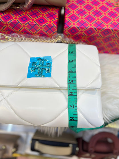 TORY BURCH KIRA DIAMOND QUILT – Women Convertible Shoulder Bag (White)