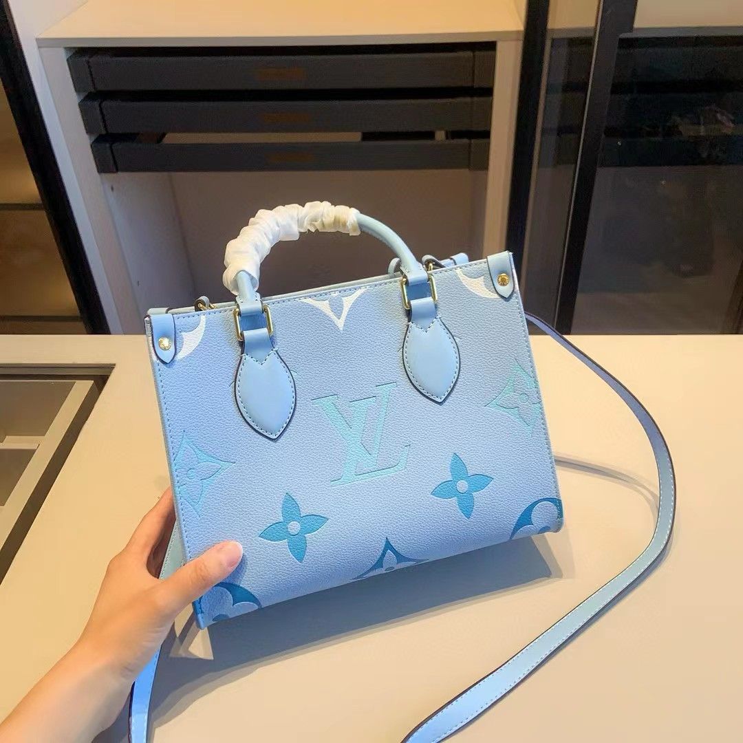 LOUIS VUITTON ONTHEGO PM BLUE – Women Tote Bag (Sky Blue)