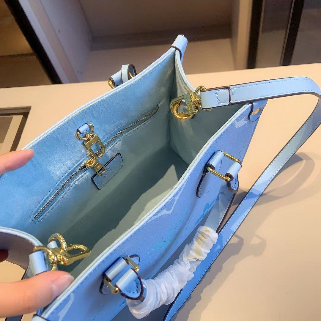 LOUIS VUITTON ONTHEGO PM BLUE – Women Tote Bag (Sky Blue)