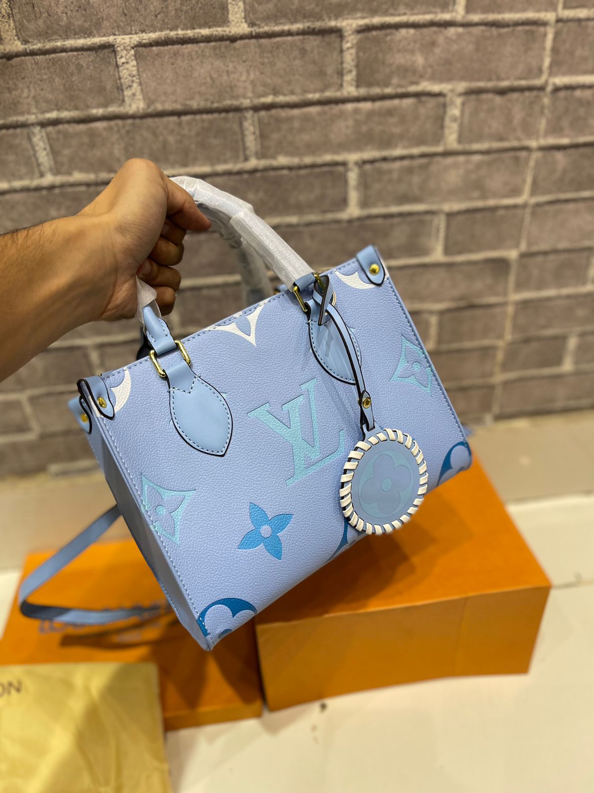 LOUIS VUITTON ONTHEGO PM BLUE – Women Tote Bag (Sky Blue)