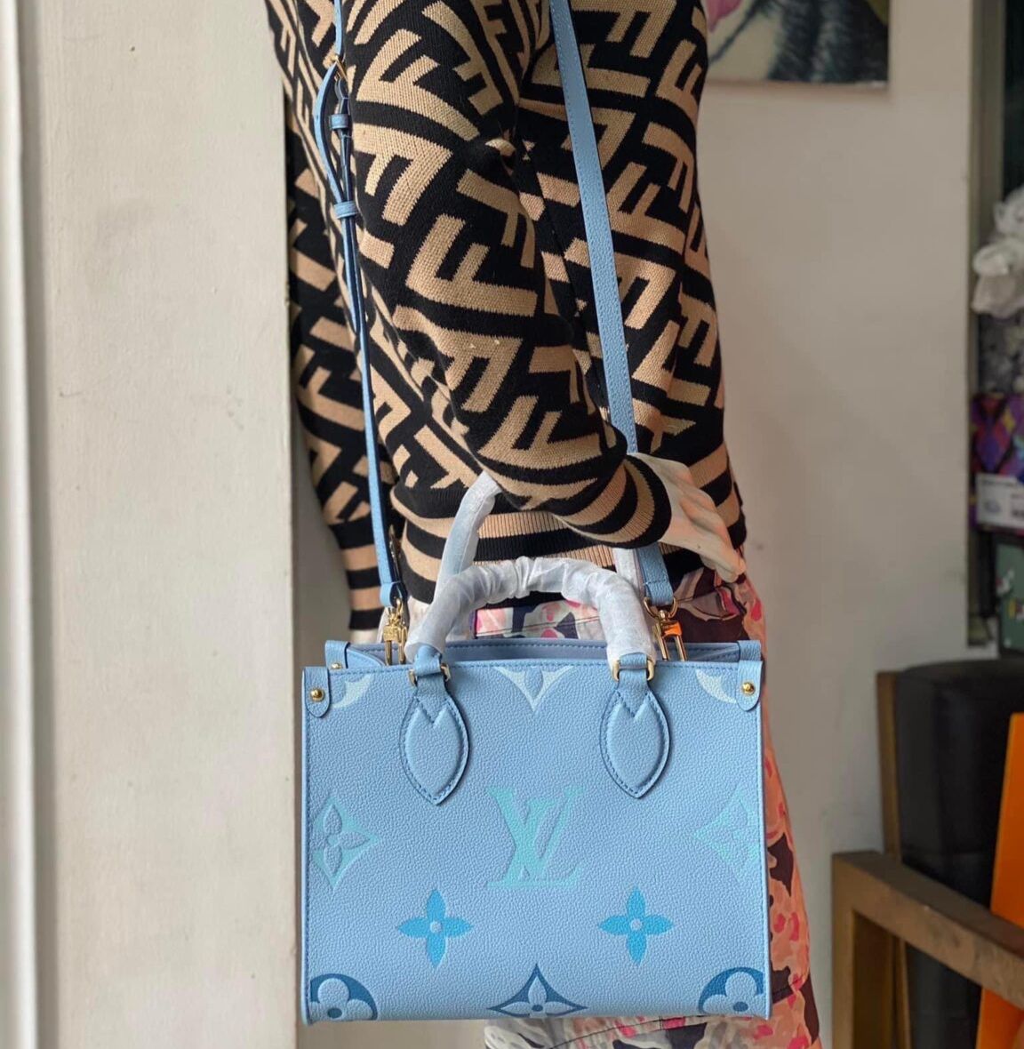 LOUIS VUITTON ONTHEGO PM BLUE – Women Tote Bag (Sky Blue)