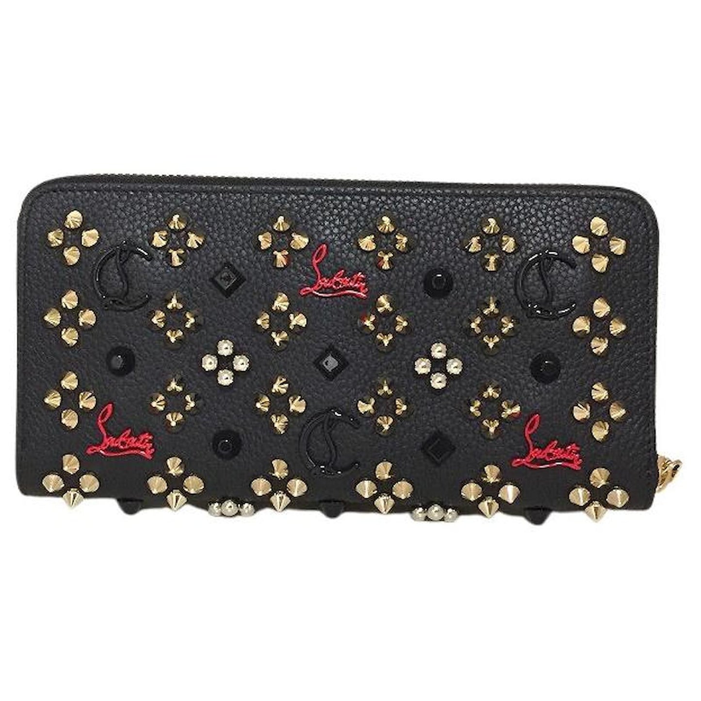 CHRISTIAN LOUBOUTIN PANETTONE – Women Zip-Around Wallet (Golden Black)