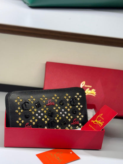 CHRISTIAN LOUBOUTIN PANETTONE – Women Zip-Around Wallet (Golden Black)