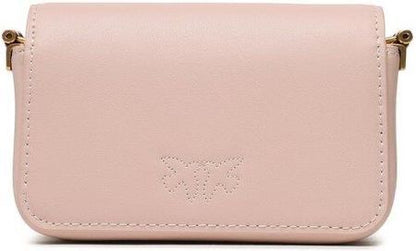 PINKO LOVE CLICK MICRO – Women Bag | Calfskin Silk Leather Shoulder Bag (White/Pink)