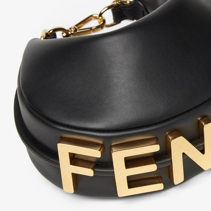 FENDI GRAPHY MINI – Women Bag | Luxury Leather Mini Hobo (Black)