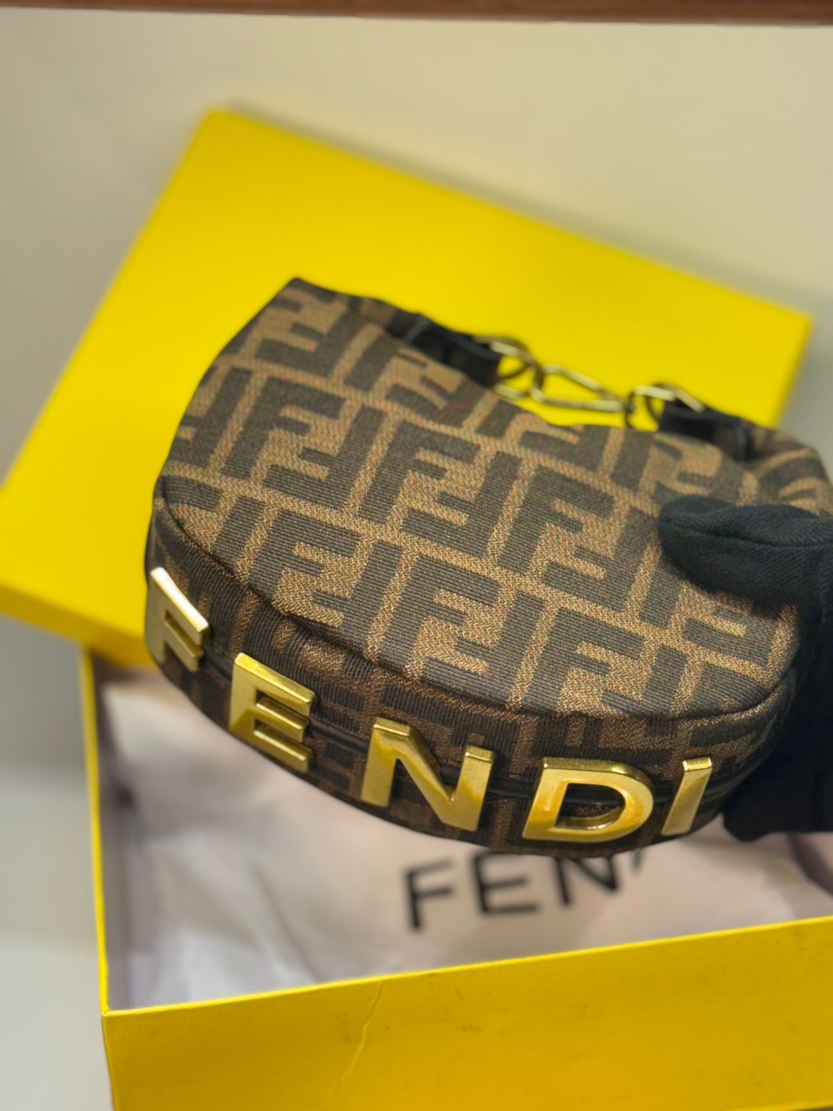 FENDI GRAPHY MINI – Women Bag | Luxury Leather Mini Hobo (Brown)