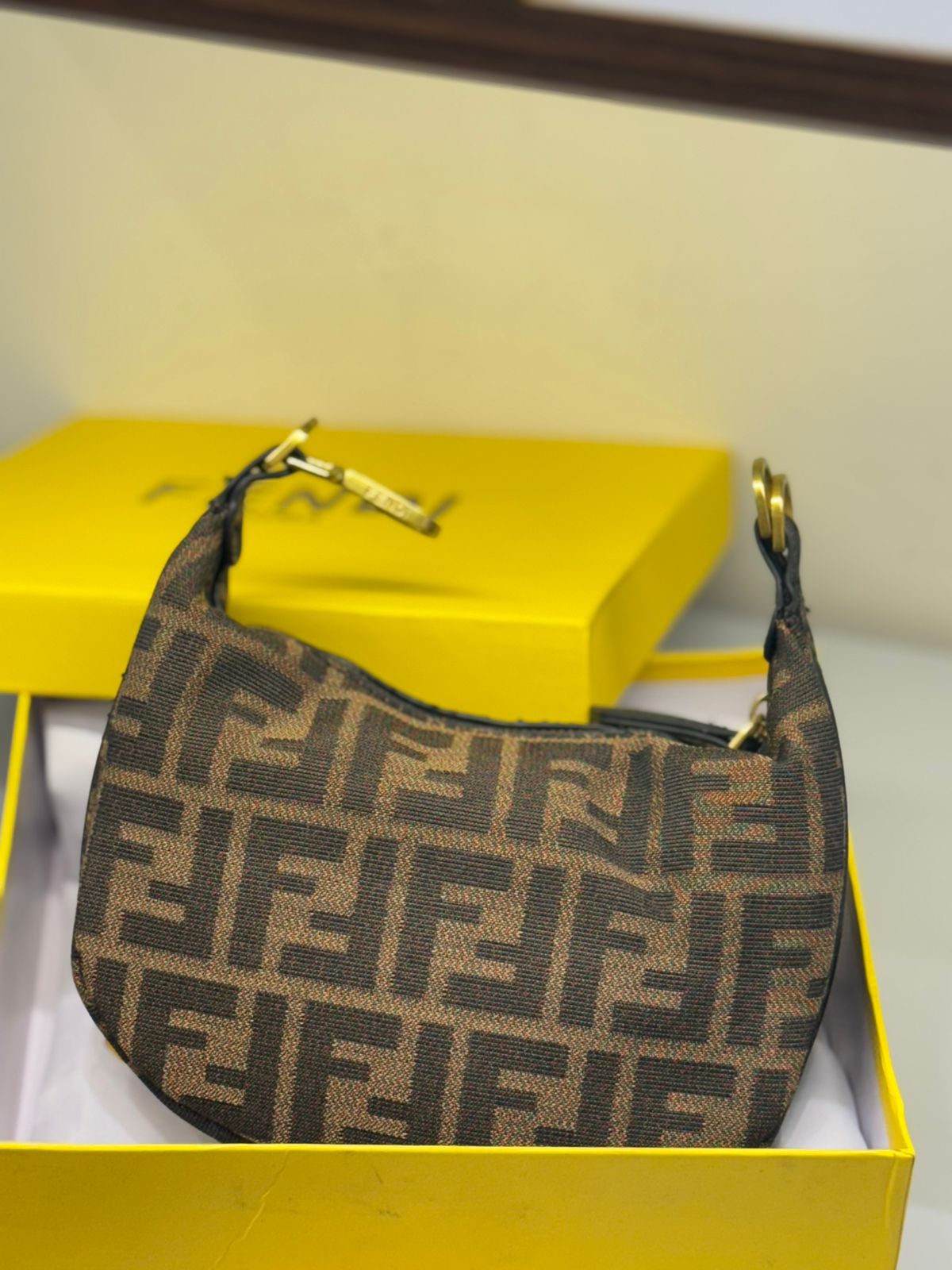 FENDI GRAPHY MINI – Women Bag | Luxury Leather Mini Hobo (Brown)