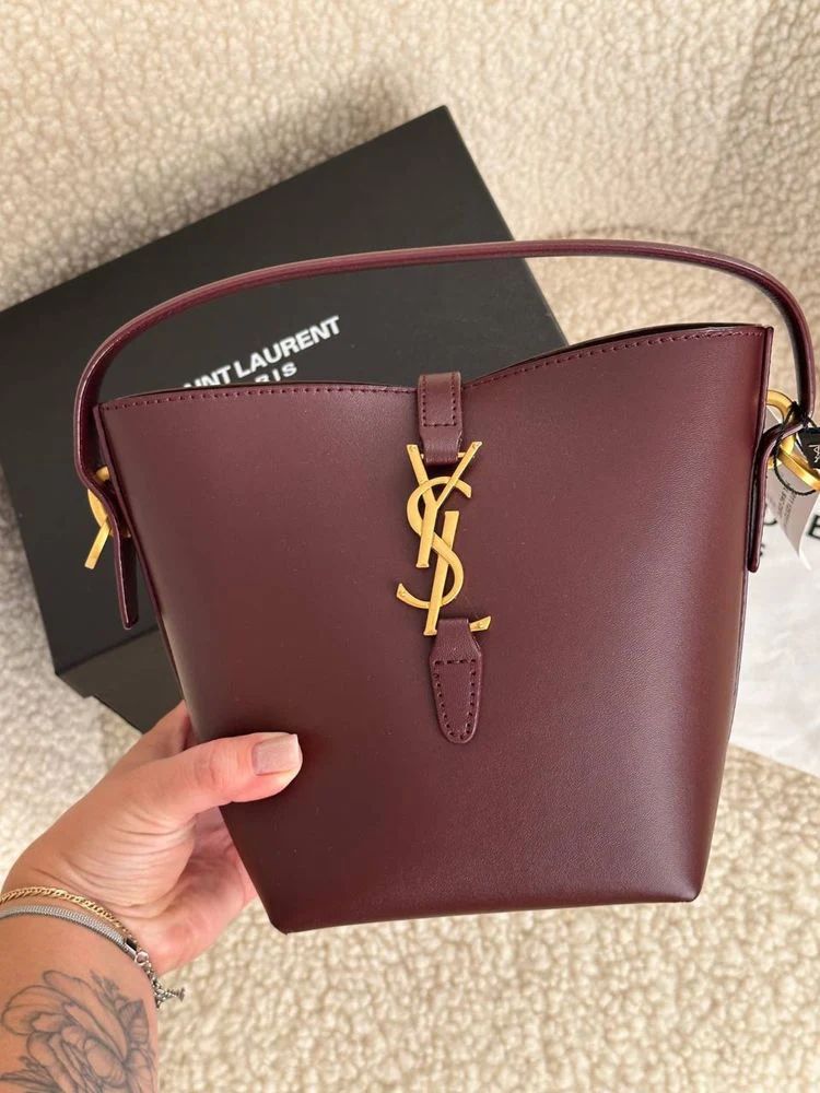 SAINT LAURENT LE 37 MINI – Women Bag | Shiny Leather Official Model (Maroon)