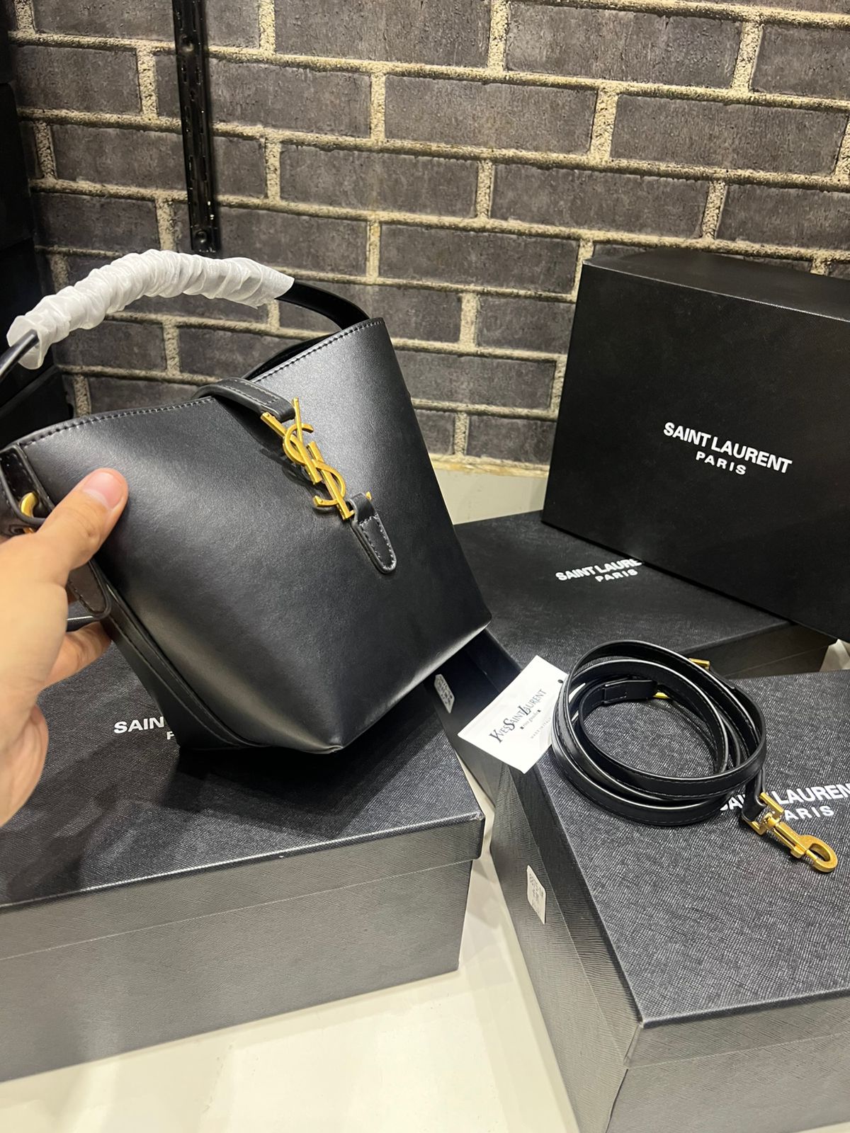 SAINT LAURENT LE 37 MINI – Women Bag | Shiny Leather Official Model (Black)