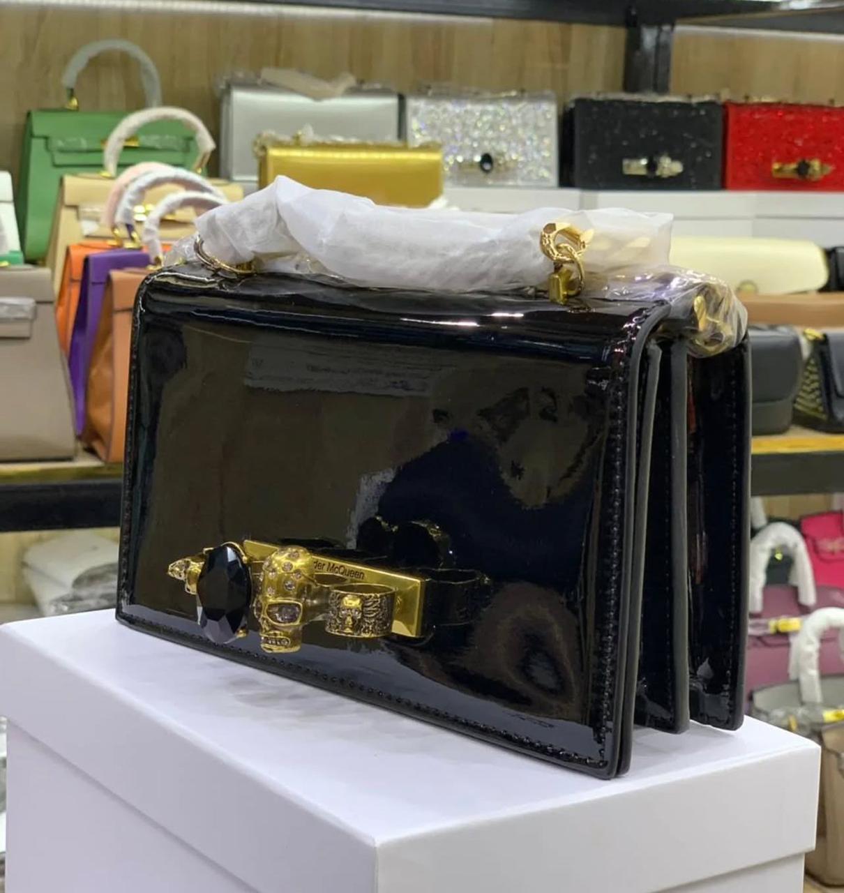 ALEXANDER MCQUEEN – Women Bag | Embossed Chain Design | Limited Stock (Black)