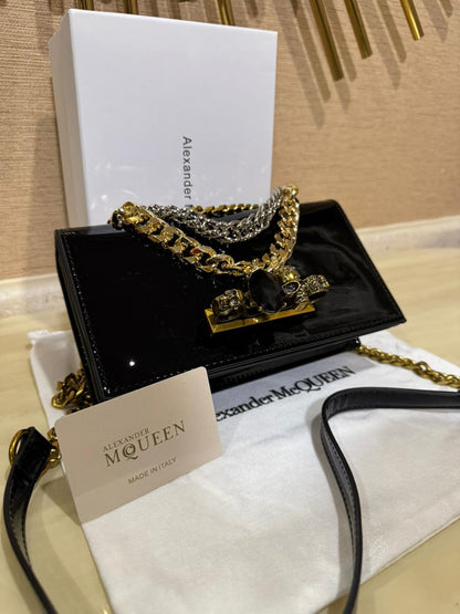 ALEXANDER MCQUEEN – Women Bag | Embossed Chain Design | Limited Stock (Black)