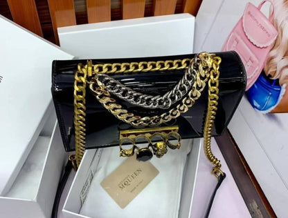 ALEXANDER MCQUEEN – Women Bag | Embossed Chain Design | Limited Stock (Black)