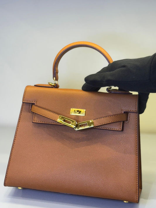 HERMÈS KELLY SELLIER 25CM – Women Bag | Luxury Leather Top Handle & Shoulder Bag (Brown)