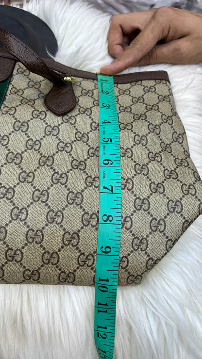 GUCCI OPHIDIA LARGE TOTE – Women Bag | GG Supreme Canvas & Leather Trim (Chocolate Beige)