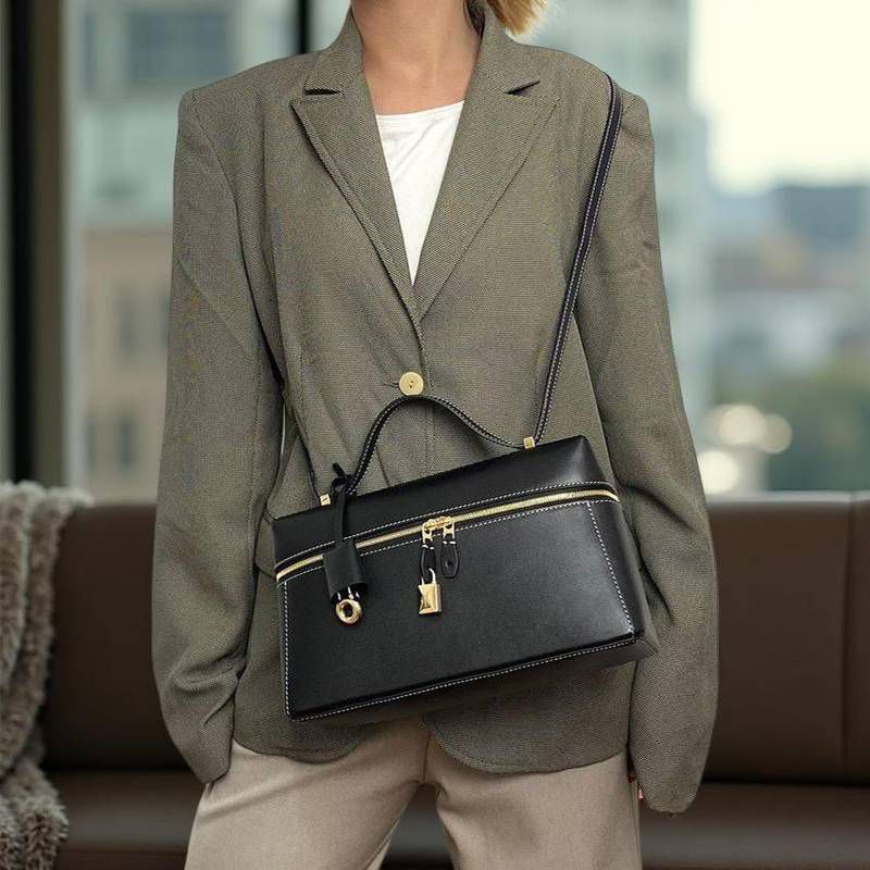 LORO PIANA EXTRA BAG L27 – Women Bag | Smooth Calfskin Luxury Shoulder Bag (Black)