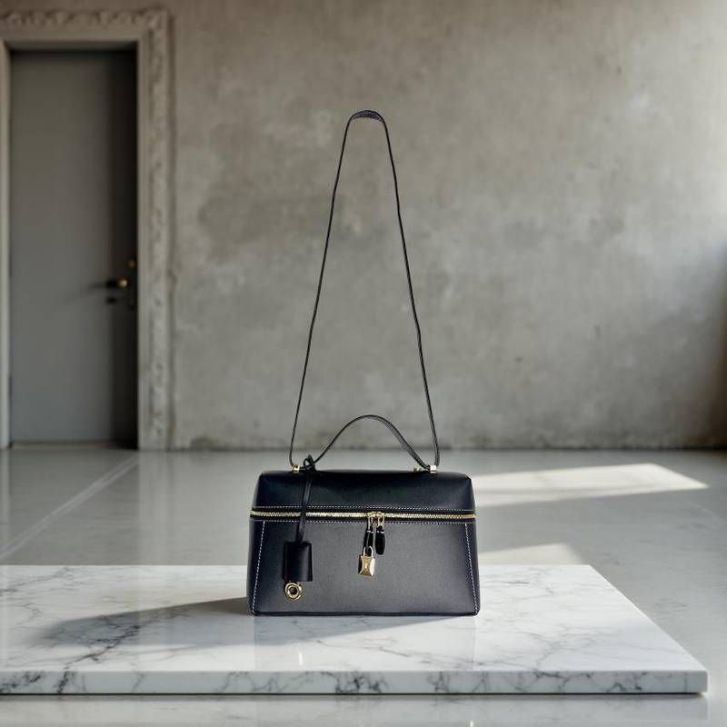 LORO PIANA EXTRA BAG L27 – Women Bag | Smooth Calfskin Luxury Shoulder Bag (Black)