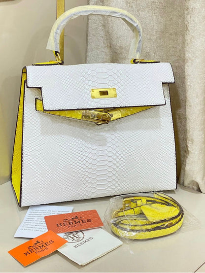 HERMÈS KELLY 28CM – Women Bag | Crocodile Leather with Palladium Hardware (White)