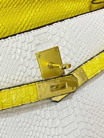 HERMÈS KELLY 28CM – Women Bag | Crocodile Leather with Palladium Hardware (White)