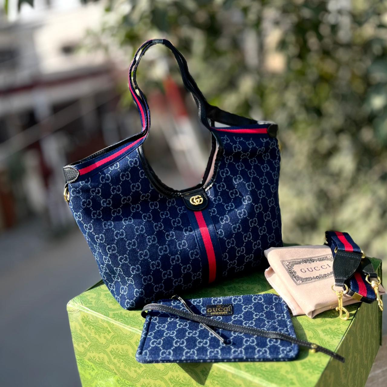 GUCCI – Women Bag | Luxury Handbag with Pouch | Complete Brand Packaging (Blue)