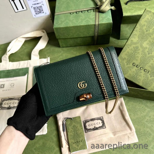 GUCCI DIANA MINI – Women Bag | Bamboo Closure & Leather Chain Shoulder Bag (Green)