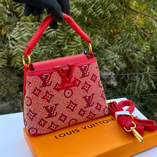 LOUIS VUITTON – Women Bag | Luxury Handbag with Long Belt | Complete Brand Packaging (Red)