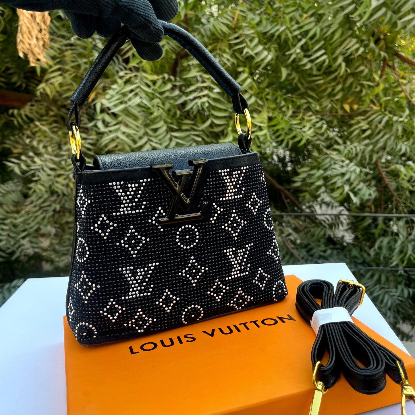 LOUIS VUITTON – Women Bag | Luxury Handbag with Long Belt | Complete Brand Packaging (Black)