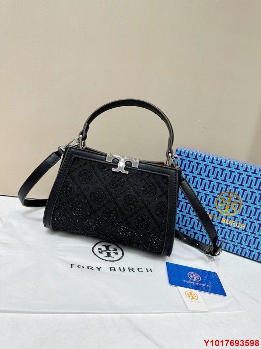 TORY BURCH Women Bag – T Monogram Studded Jacquard | Premium Quality (Black)