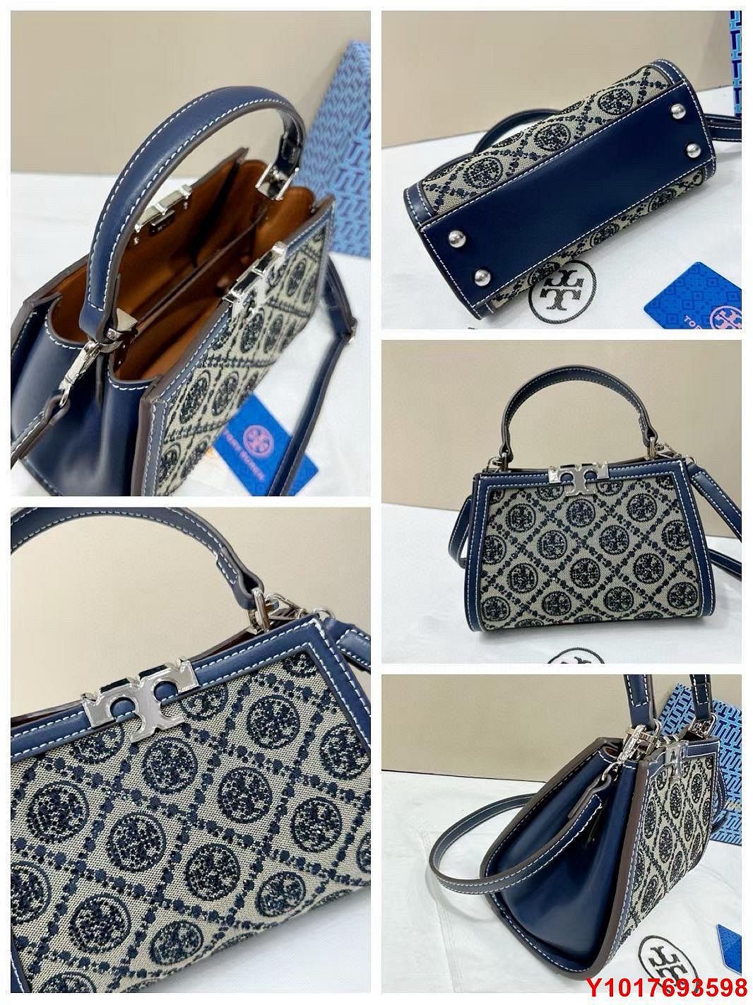 TORY BURCH Women Bag – T Monogram Studded Jacquard | Premium Quality (Blue)