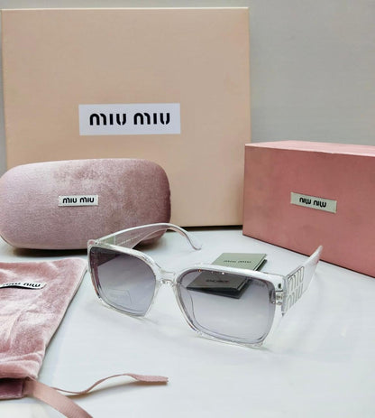 MIU MIU Branded Sunglasses – Luxury Unisex with Brand Box Case (White)