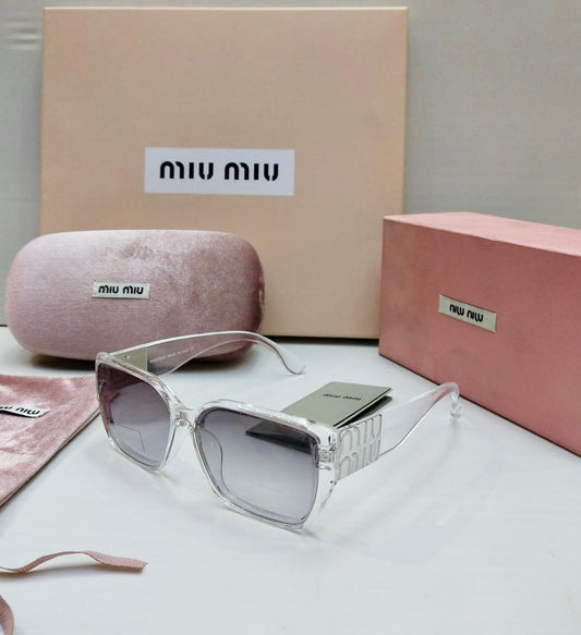 MIU MIU Branded Sunglasses – Luxury Unisex with Brand Box Case (White)