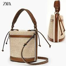Z-A-R-A Braided Handle Bucket Women Bag – Casual Chic Edition (Beige)