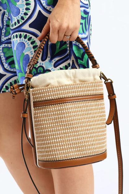 Z-A-R-A Braided Handle Bucket Women Bag – Casual Chic Edition (Beige)