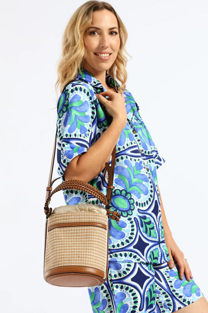 Z-A-R-A Braided Handle Bucket Women Bag – Casual Chic Edition (Beige)