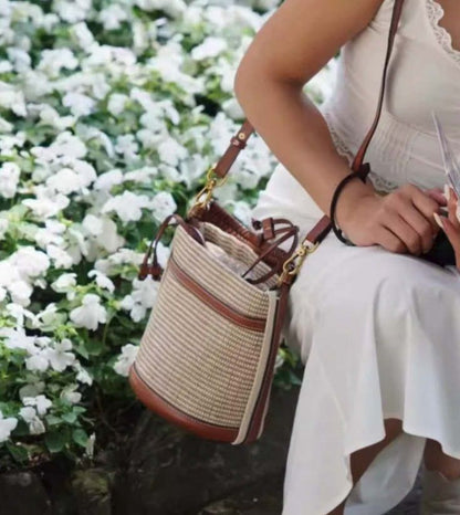 Z-A-R-A Braided Handle Bucket Women Bag – Casual Chic Edition (Beige)