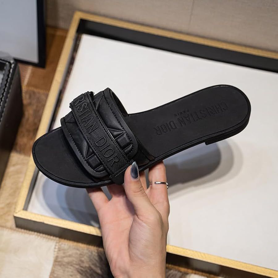 Christian Dior Flat Slippers – Women Bag Footwear Collection (Black)