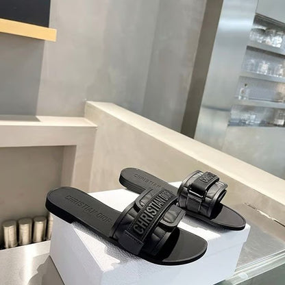 Christian Dior Flat Slippers – Women Bag Footwear Collection (Black)