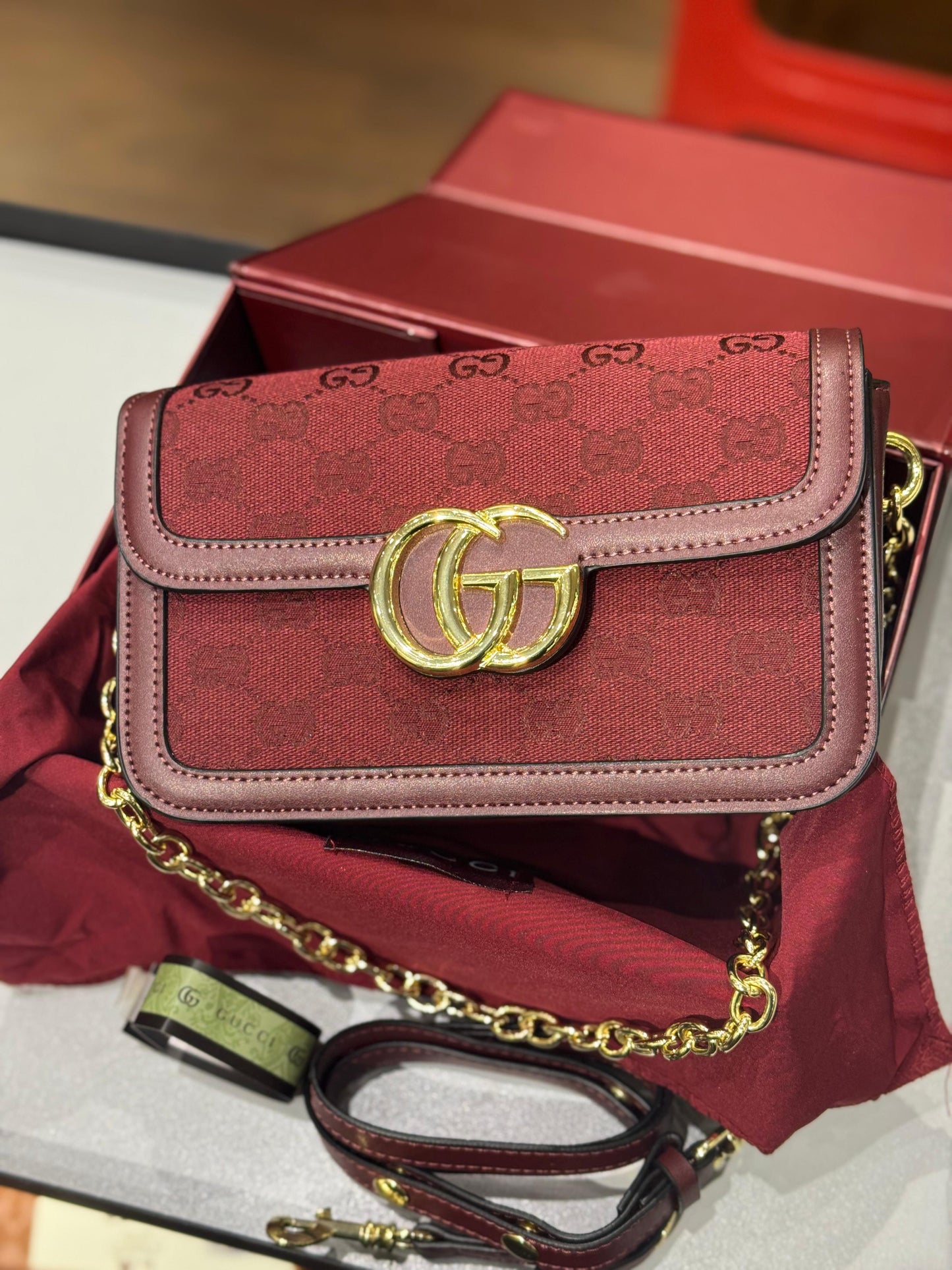 Gucci Go Small Shoulder Bag – Premium Quality (Maroon)